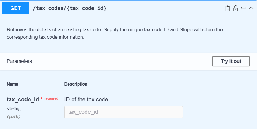 Tax code id parameter